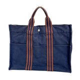 Hermes Tote Bag cotton Navy Handbag Business bag Fool ToeMM mens(Unisex)