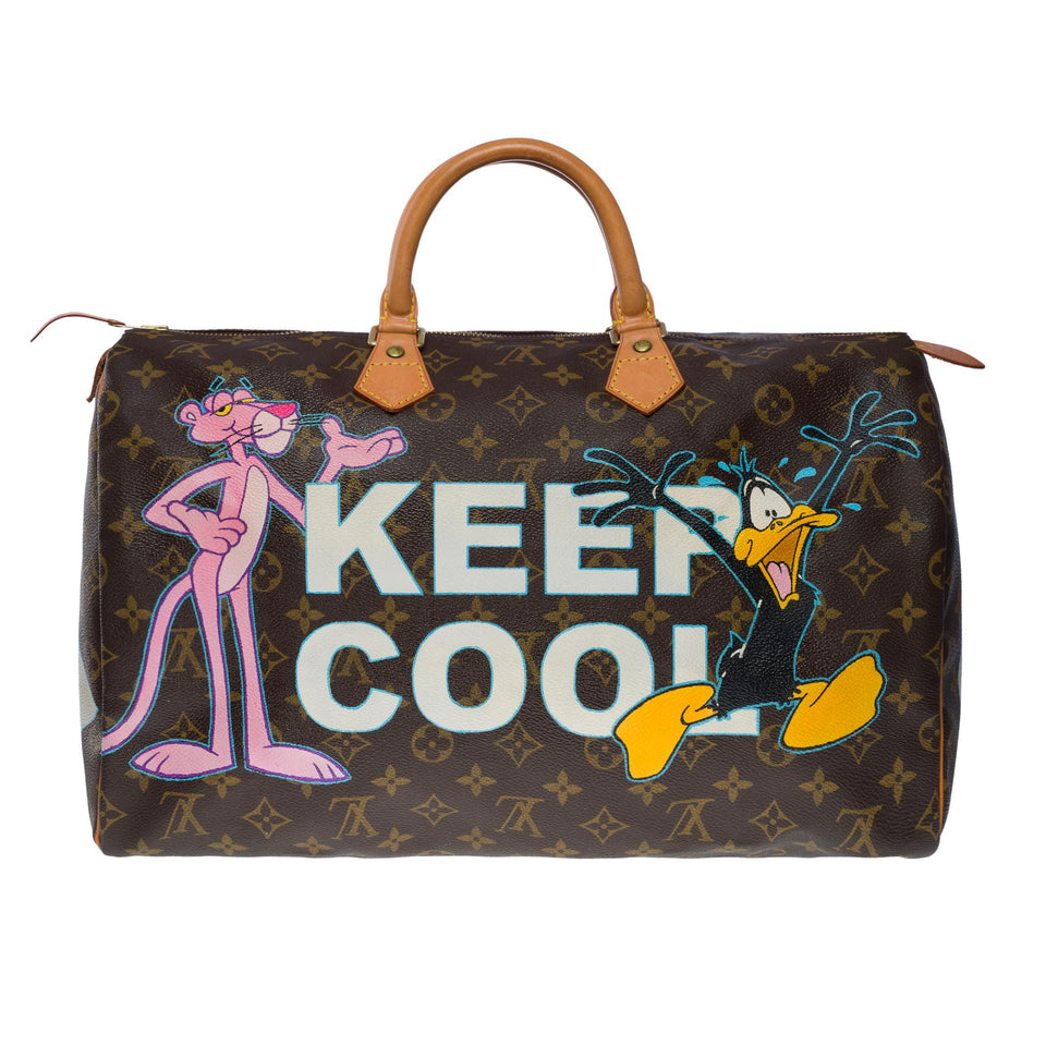 Louis Vuitton "Keep Cool" Customized handbag in brown Monogram canvas