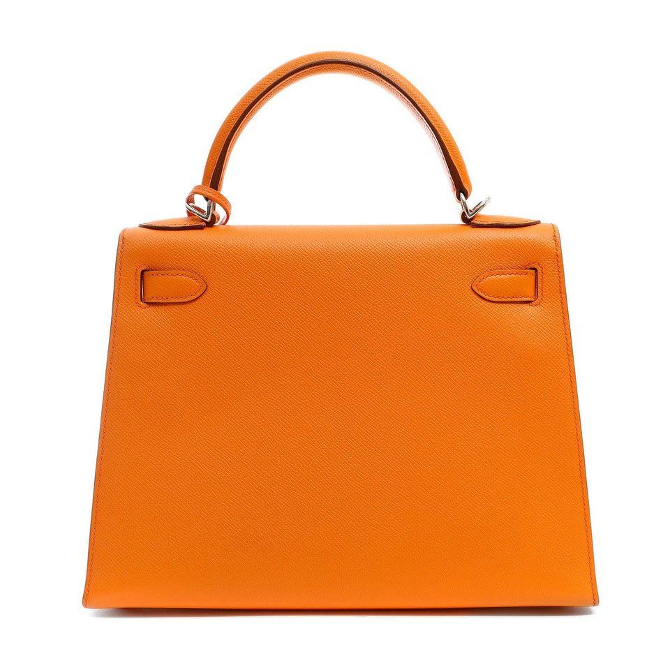 Hermes 28cm Orange Mango Epsom Sellier Kelly w/ Palladium Hardware