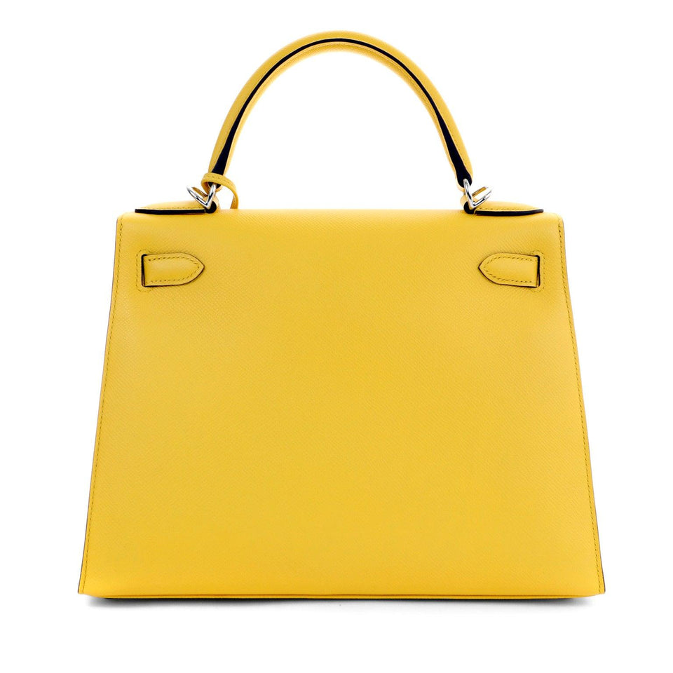 Hermes 28cm Jaune de Naples Epsom Sellier Kelly w/ Palladium Hardware