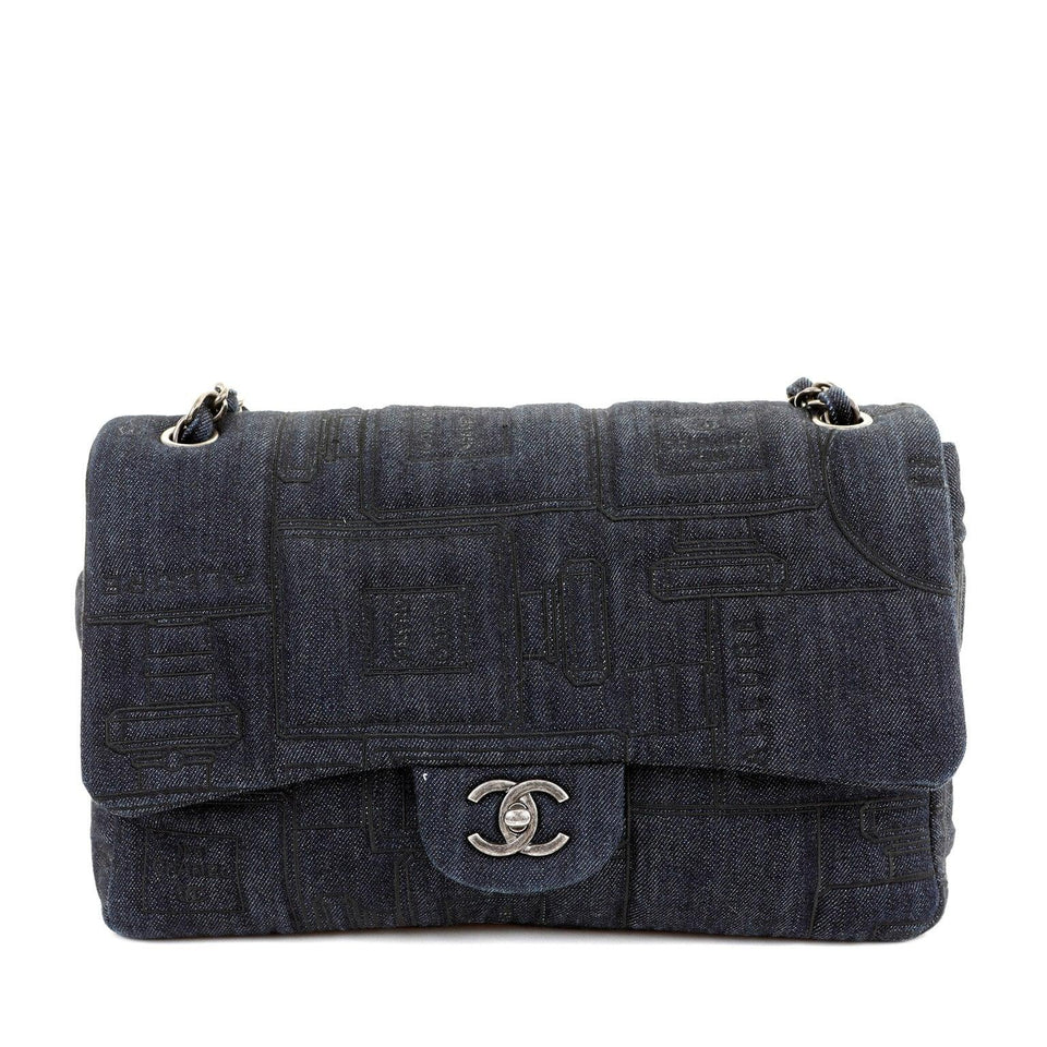 Chanel Denim Perfume Bottle Embroidered Jumbo Classic Bag – Bags Junction Special Edition