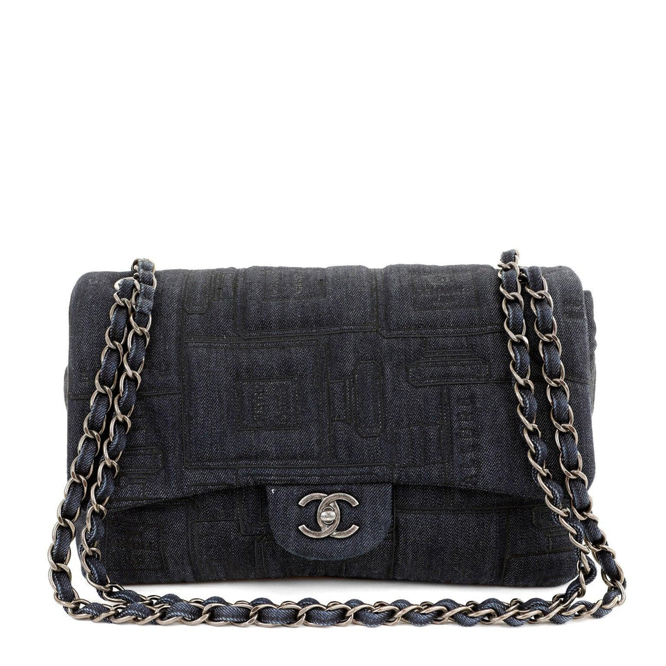 Chanel Denim Perfume Bottle Embroidered Jumbo Classic Bag – Bags Junction Special Edition