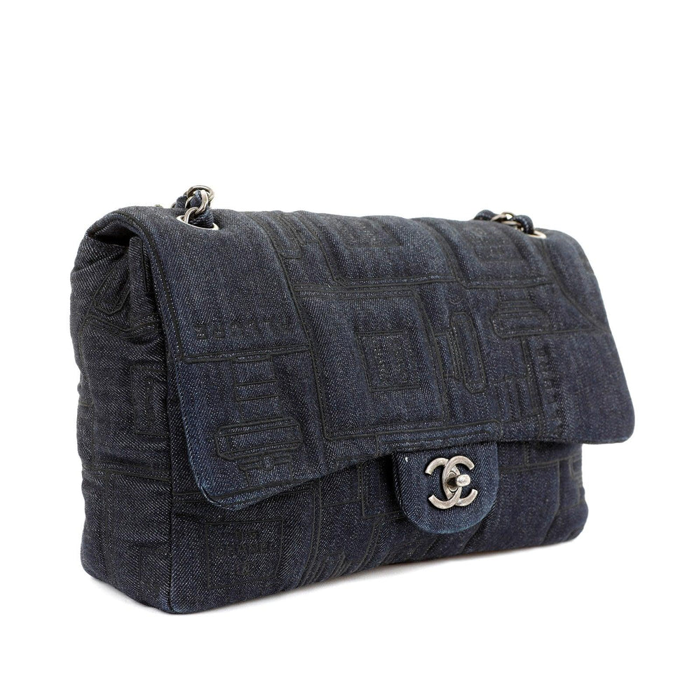 Chanel Denim Perfume Bottle Embroidered Jumbo Classic Bag – Bags Junction Special Edition