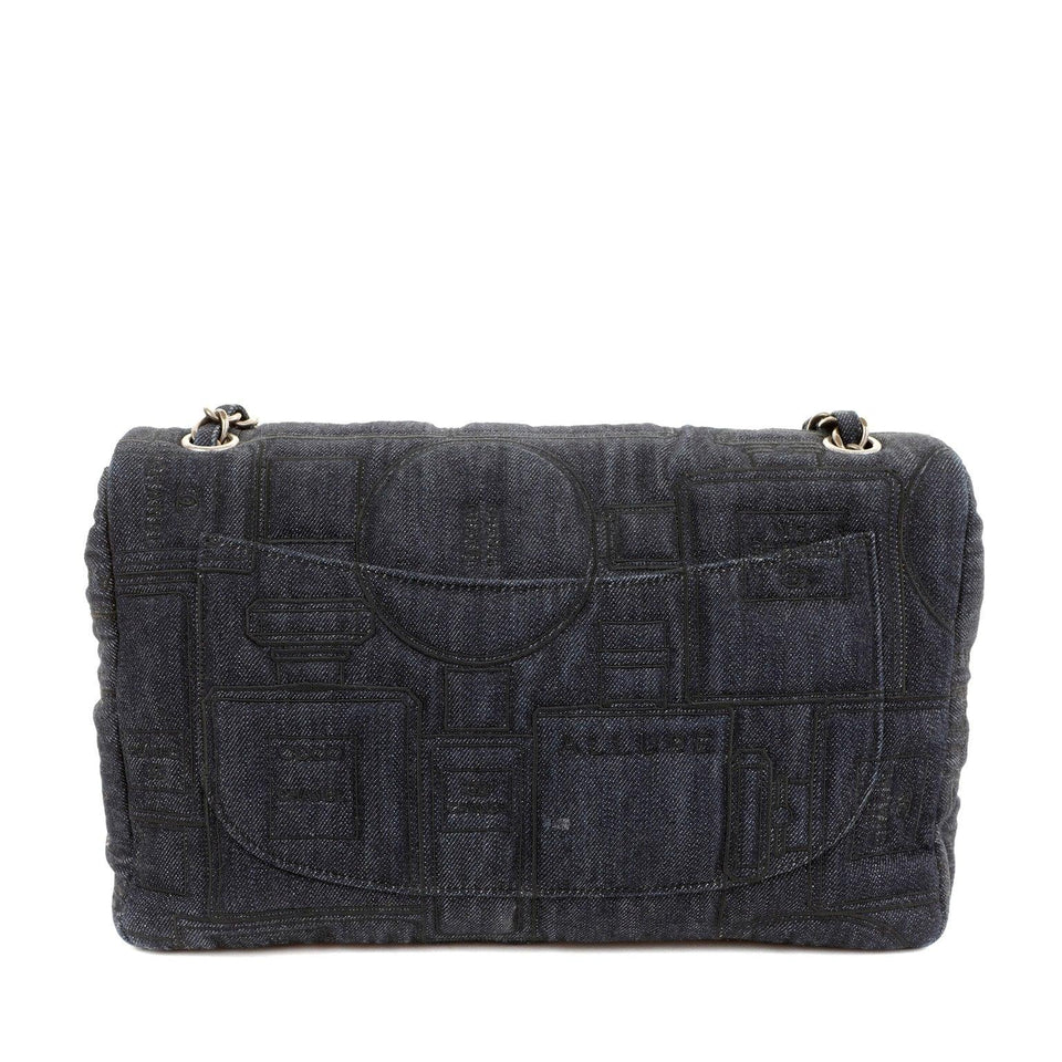 Chanel Denim Perfume Bottle Embroidered Jumbo Classic Bag – Bags Junction Special Edition