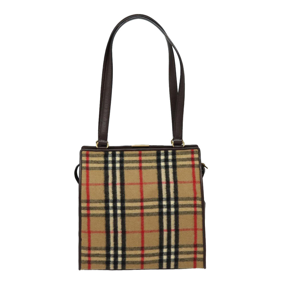 Burberry Nova Check Beige Wool Shoulder Bag ( )