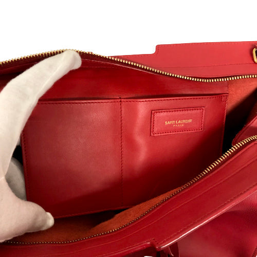 Saint Laurent- Petit Cabas Shoulder Bag Wine Red Gold Metal Fittings