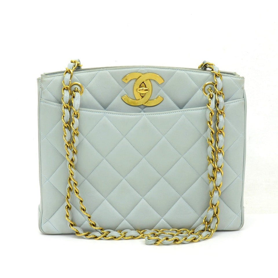 Chanel Quilted Lambskin Leather Tote Bag