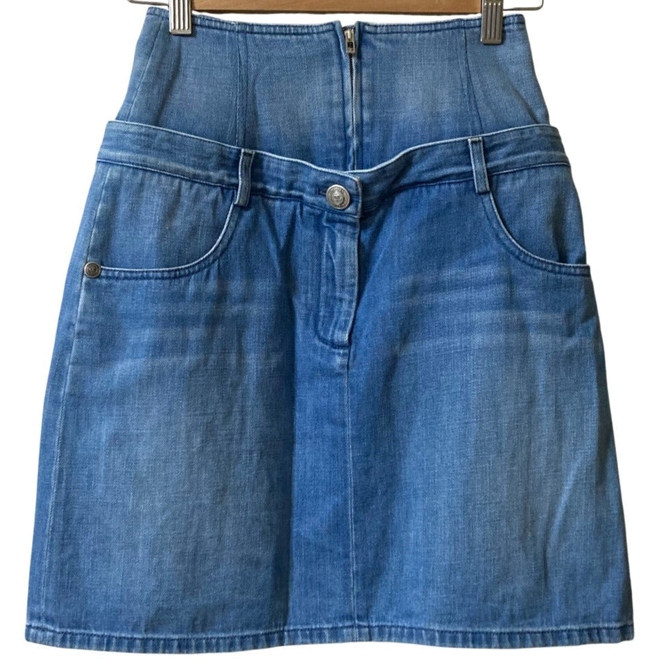 Chanel Coco Mark Panel Denim Skirt