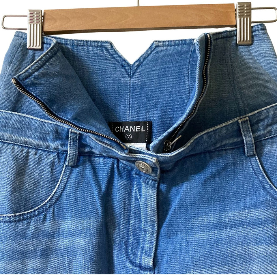 Chanel Coco Mark Panel Denim Skirt