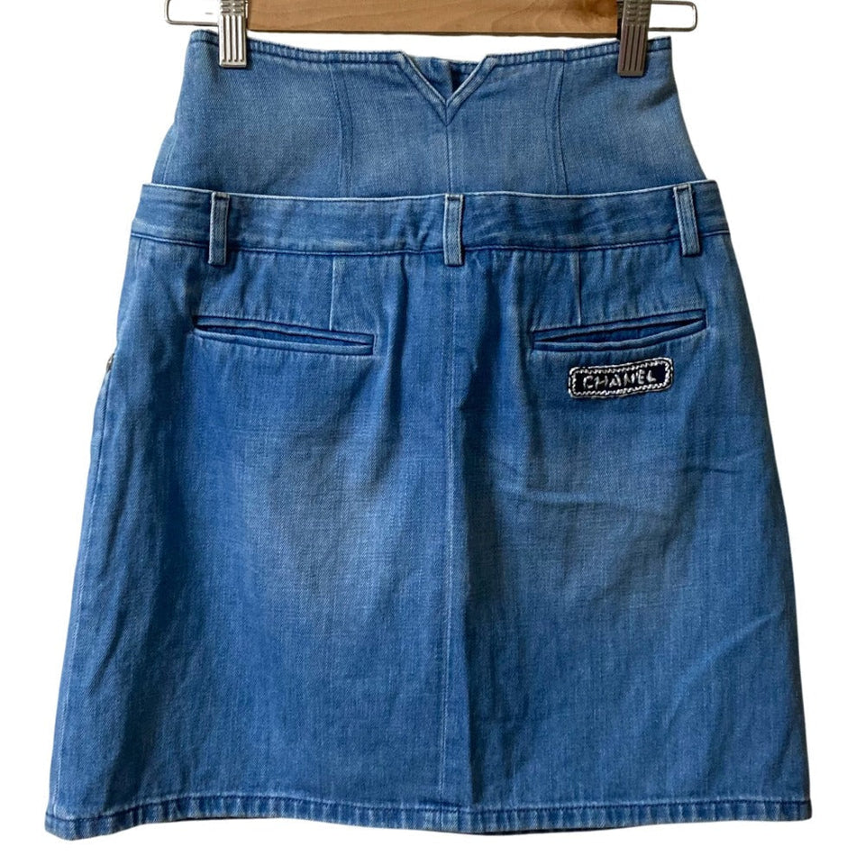 Chanel Coco Mark Panel Denim Skirt