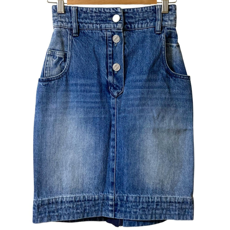 Chanel Coco Mark Button Denim Skirt
