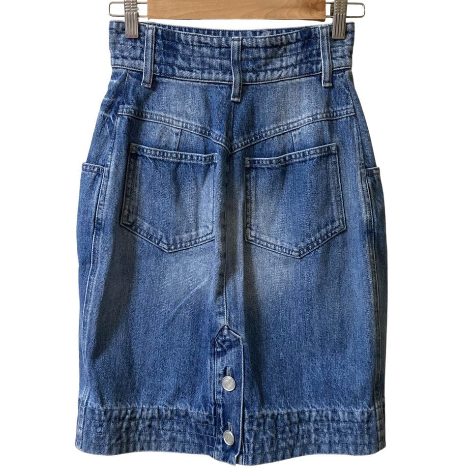 Chanel Coco Mark Button Denim Skirt