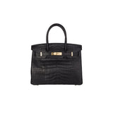 Hermes Black Matte Crocodile Birkin Bag