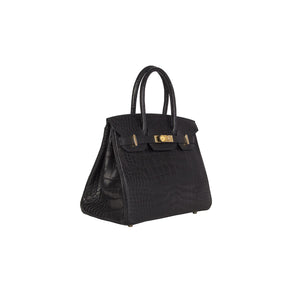 Hermes Black Matte Crocodile Birkin Bag