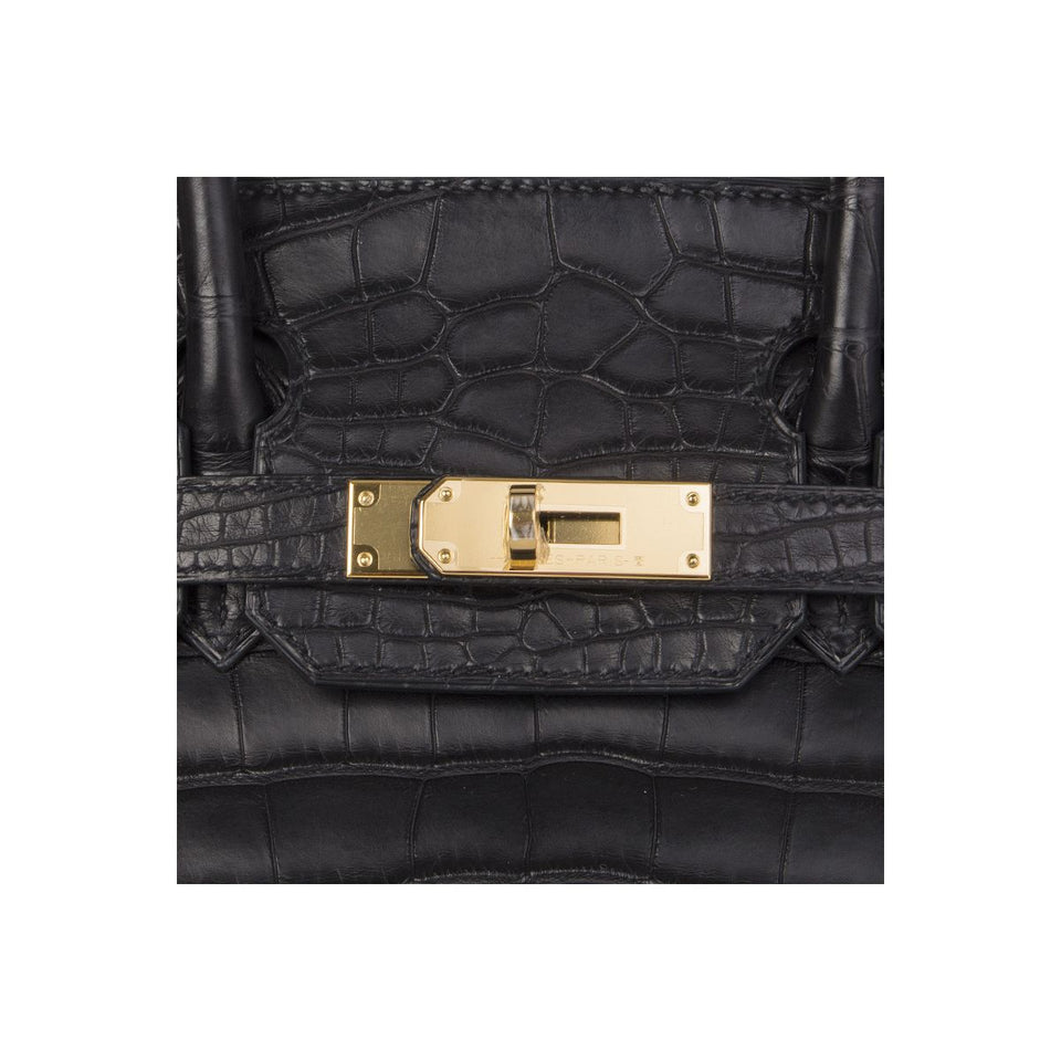 Hermes Black Matte Crocodile Birkin Bag
