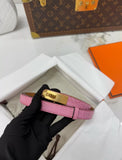 Hermes Kelly Belt Pink Crocodile leather Gold Hardware