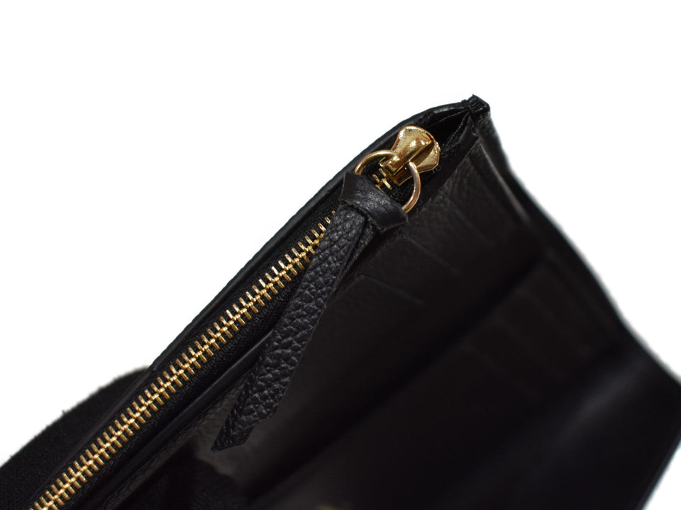 Louis Vuitton Portefeuille Victorine M80968 Folding wallet Monogram Implant leather Black x Beige