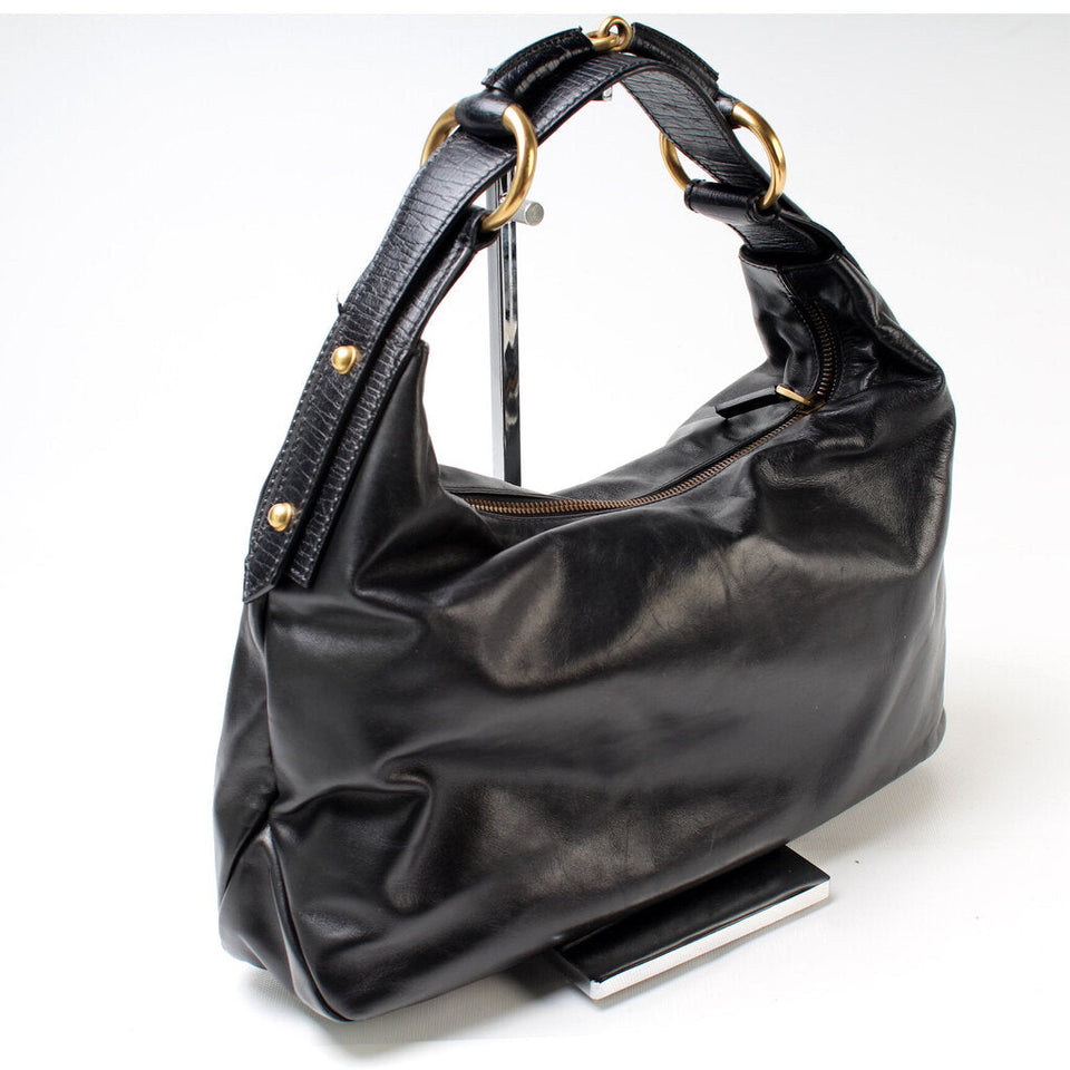 Gucci 115867 Horsebit Leather Hobo Bag