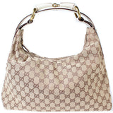 Gucci 115867 Horsebit Canvas Hobo Bag