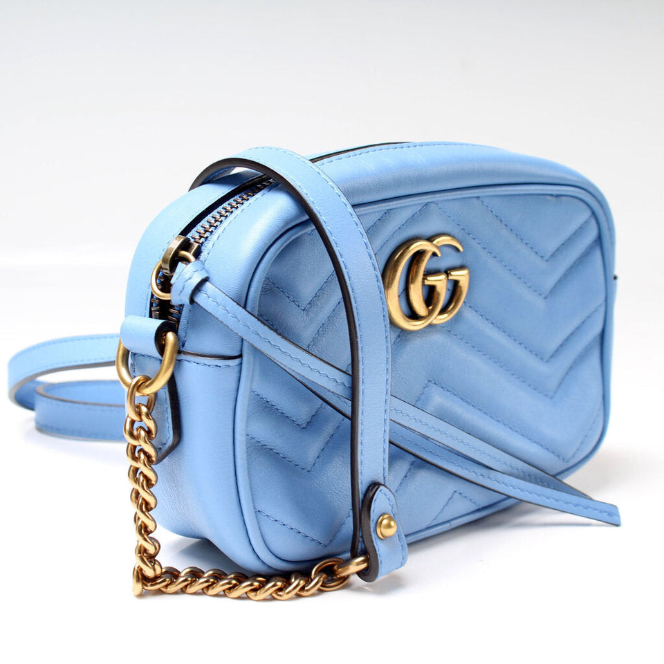 Gucci 448065 Marmont Mini Camera Blue Bag