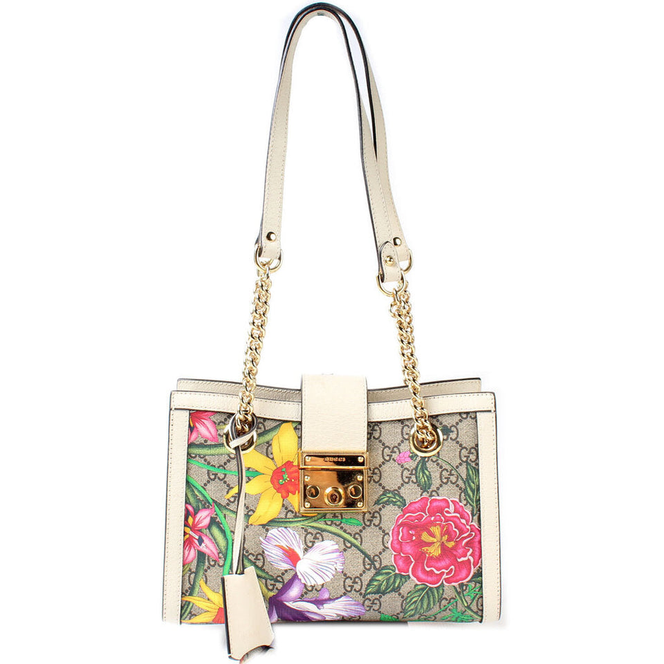 Gucci 498156 Small Padlock GG Flora Bag