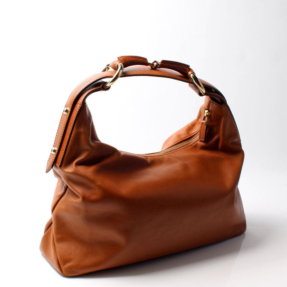 Gucci 115867 Horsebit Leather Hobo Bag