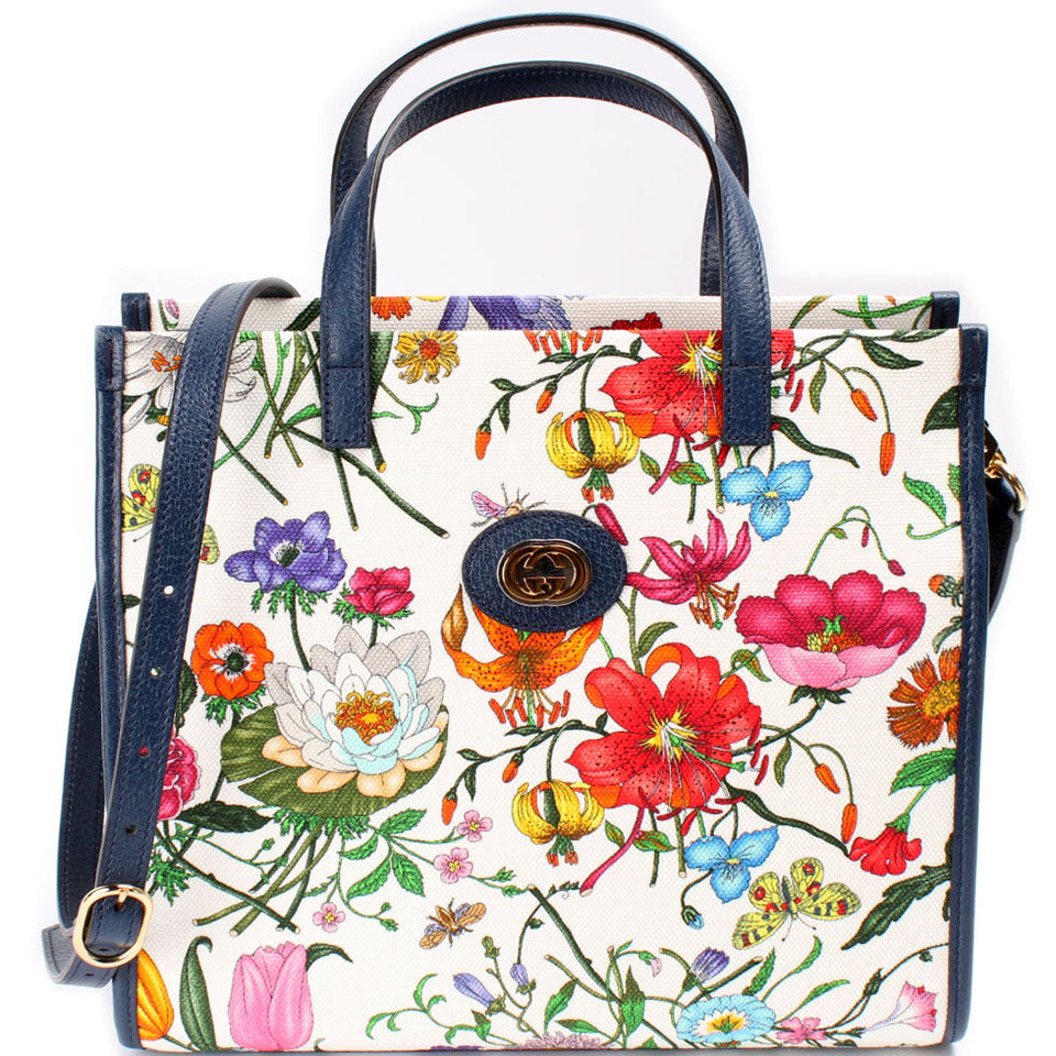 Gucci 550141 Canvas Floral Tote Medium Bag