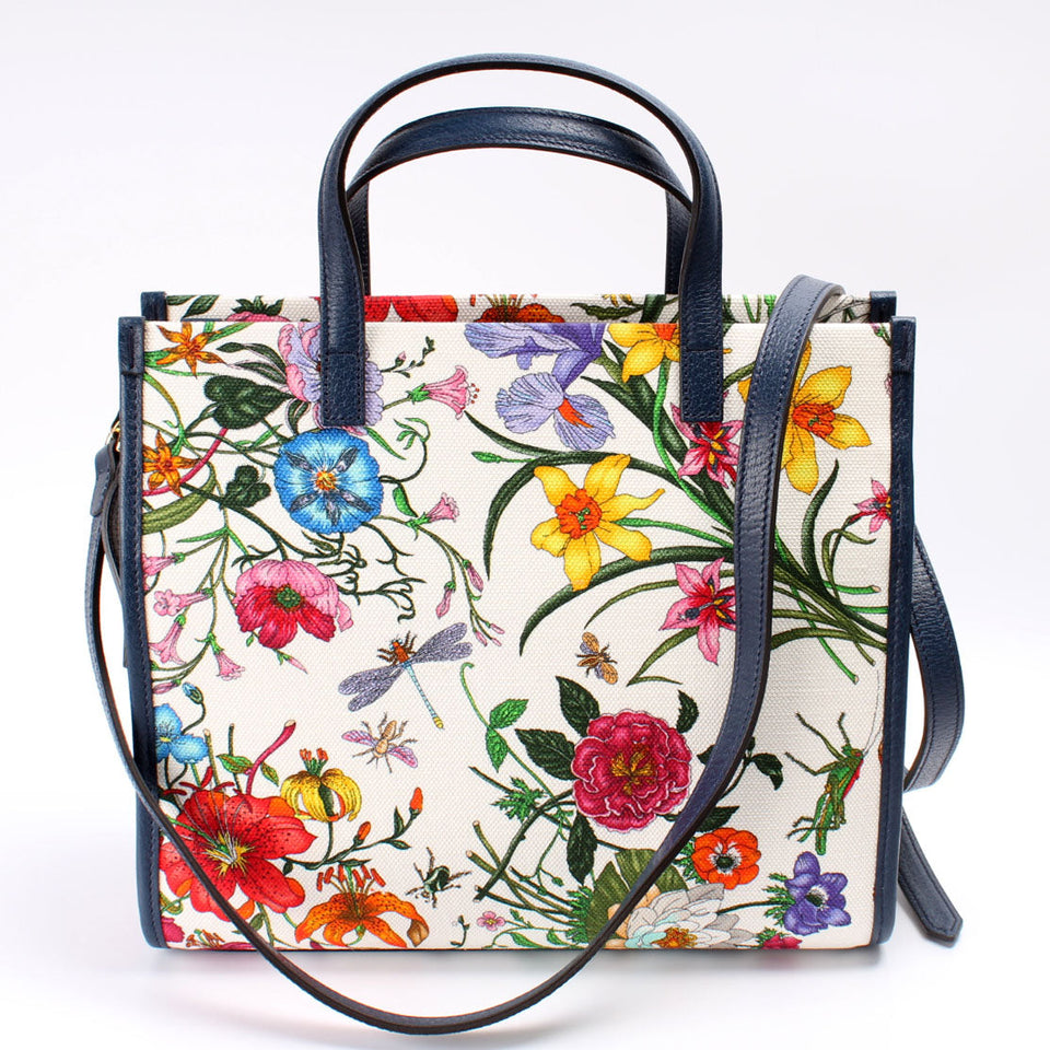Gucci 550141 Canvas Floral Tote Medium Bag
