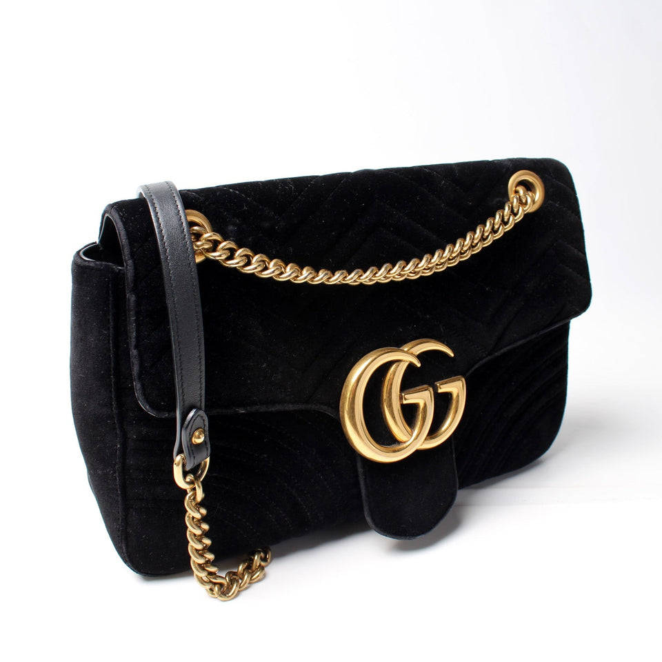 Gucci 443496 Marmont Velvet Shoulder Medium Bag