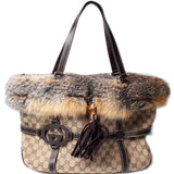 Gucci 181498 GG Canvas Fur Royal Tote Bag