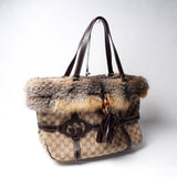 Gucci 181498 GG Canvas Fur Royal Tote Bag
