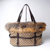 Gucci 181498 GG Canvas Fur Royal Tote Bag