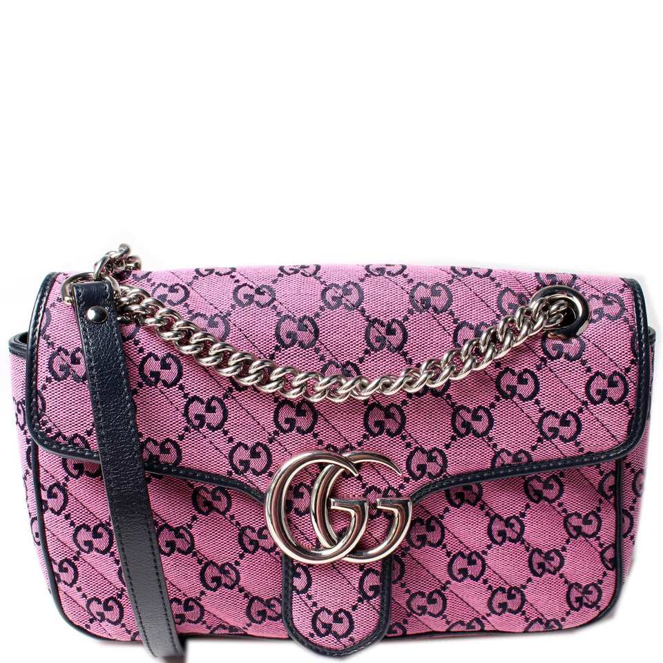 Gucci 443497 Marmont Shoulder Quilted Canvas Small Flap Bag