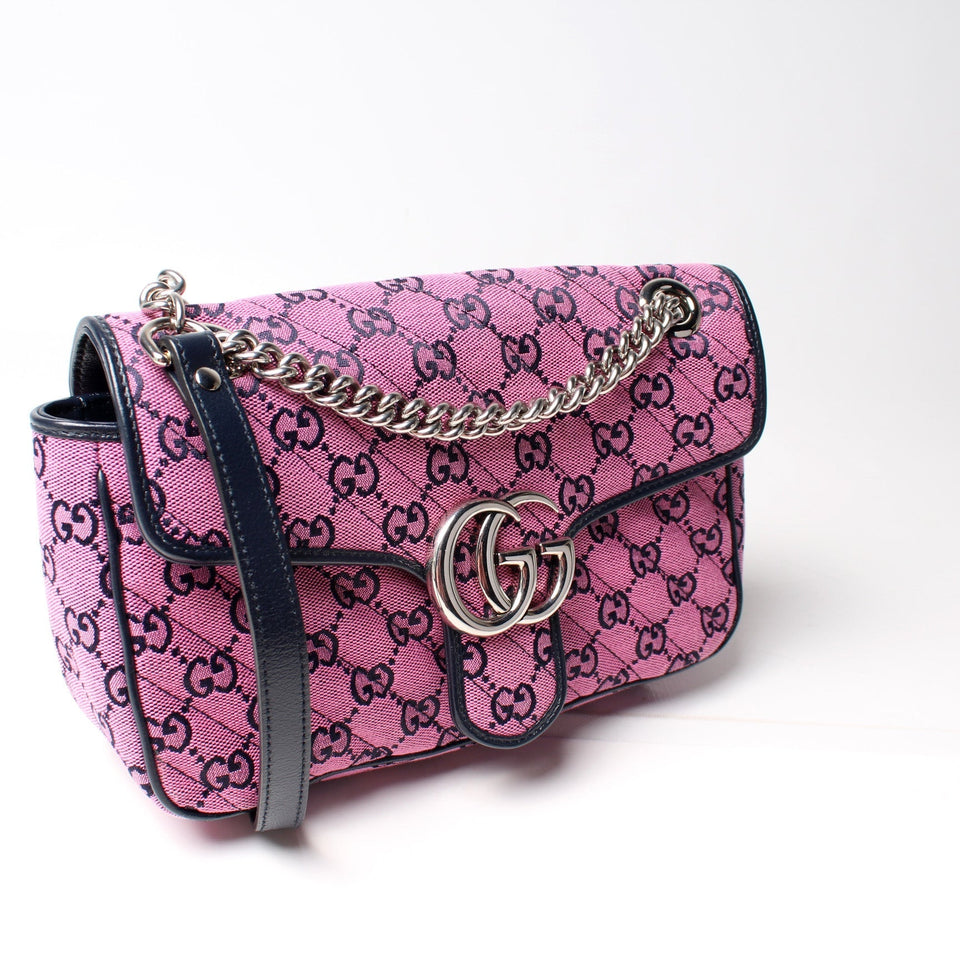 Gucci 443497 Marmont Shoulder Quilted Canvas Small Flap Bag