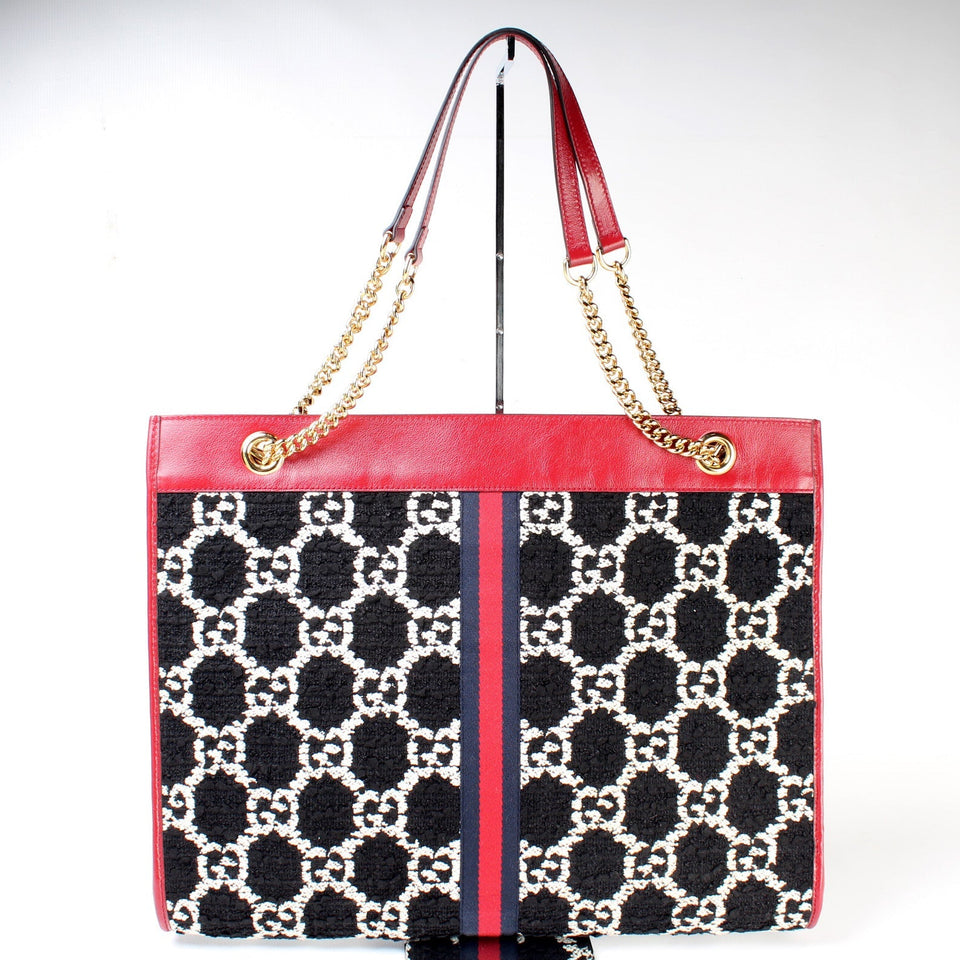 Gucci 537219 Tweed Rajah Chain GG Tote Large Bag