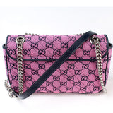 Gucci 443497 GG Marmont Shoulder Quilted Canvas Small Flap Bag
