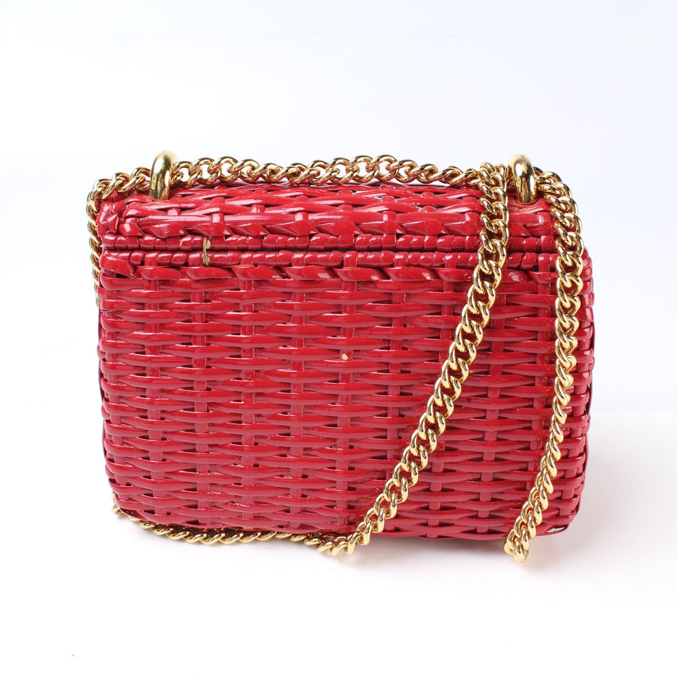 Gucci 5242829 Linea Small Cestino Glazed Wicker Shoulder Bag