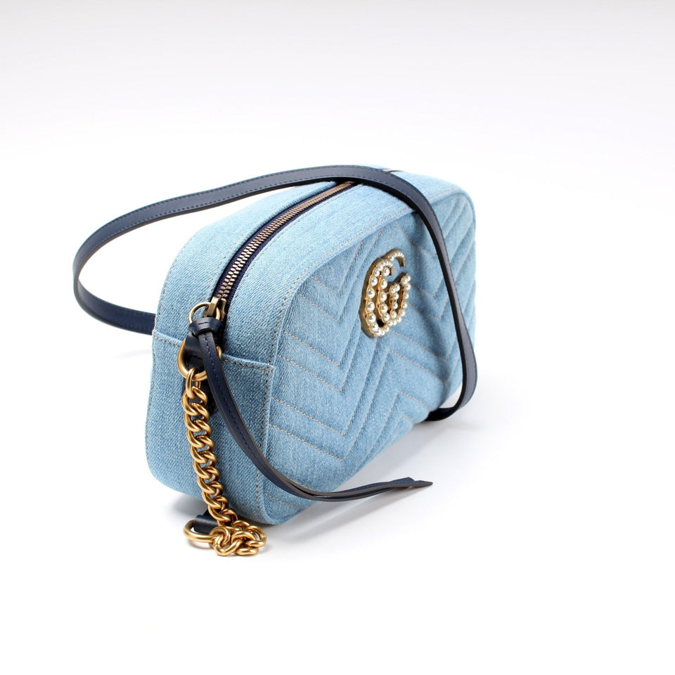 Gucci 447632 Marmont Small Denim Camera Bag