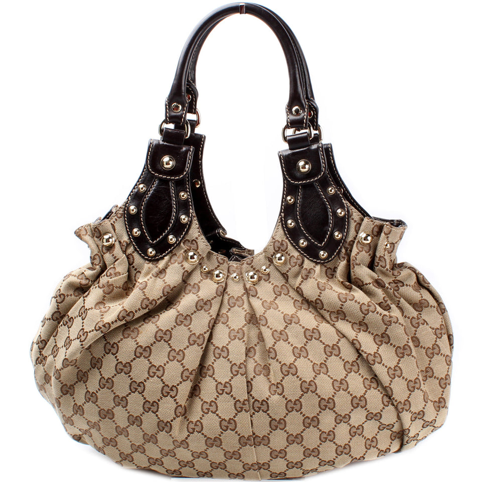 Gucci 203624 GG Canvas Studded Pelam Medium Bag