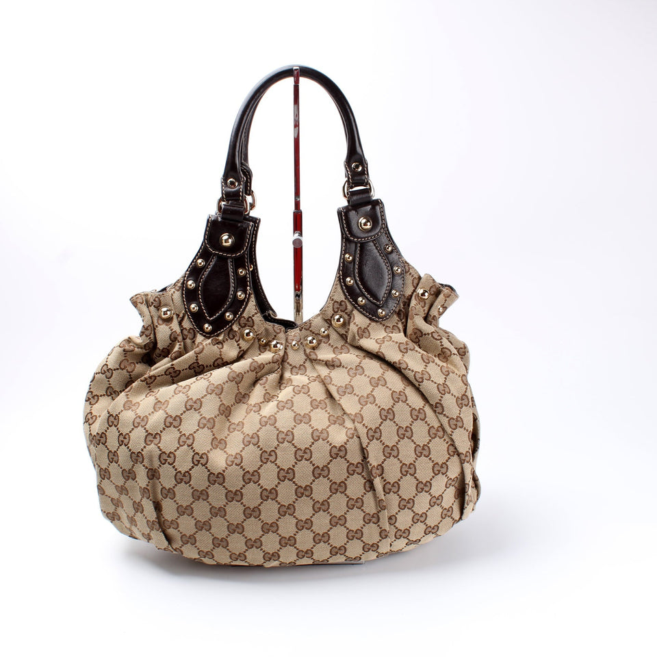 Gucci 203624 GG Canvas Studded Pelam Medium Bag