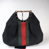 Gucci 128989GG Canvas Metal Bamboo Bag