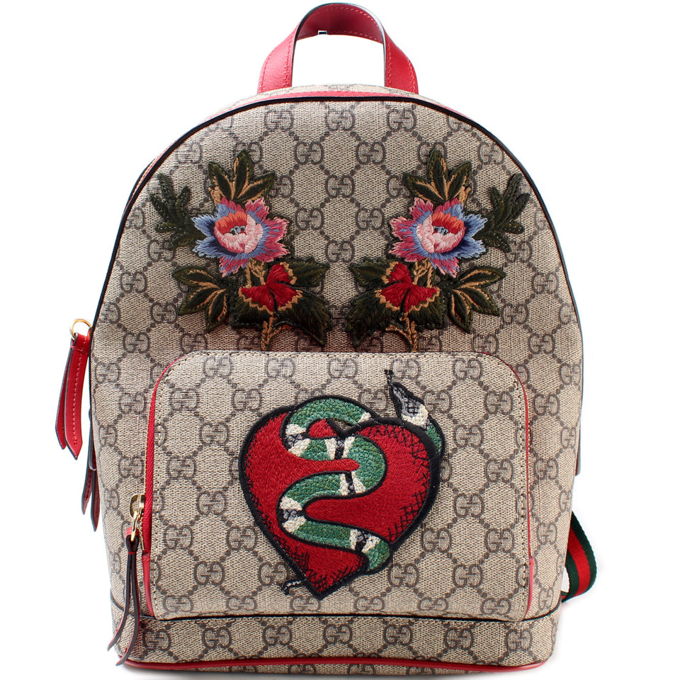 Gucci 427042 GG Supreme Embroidered Backpack Bag