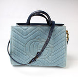 Gucci 448054 Marmont Top Handle Denim Bag