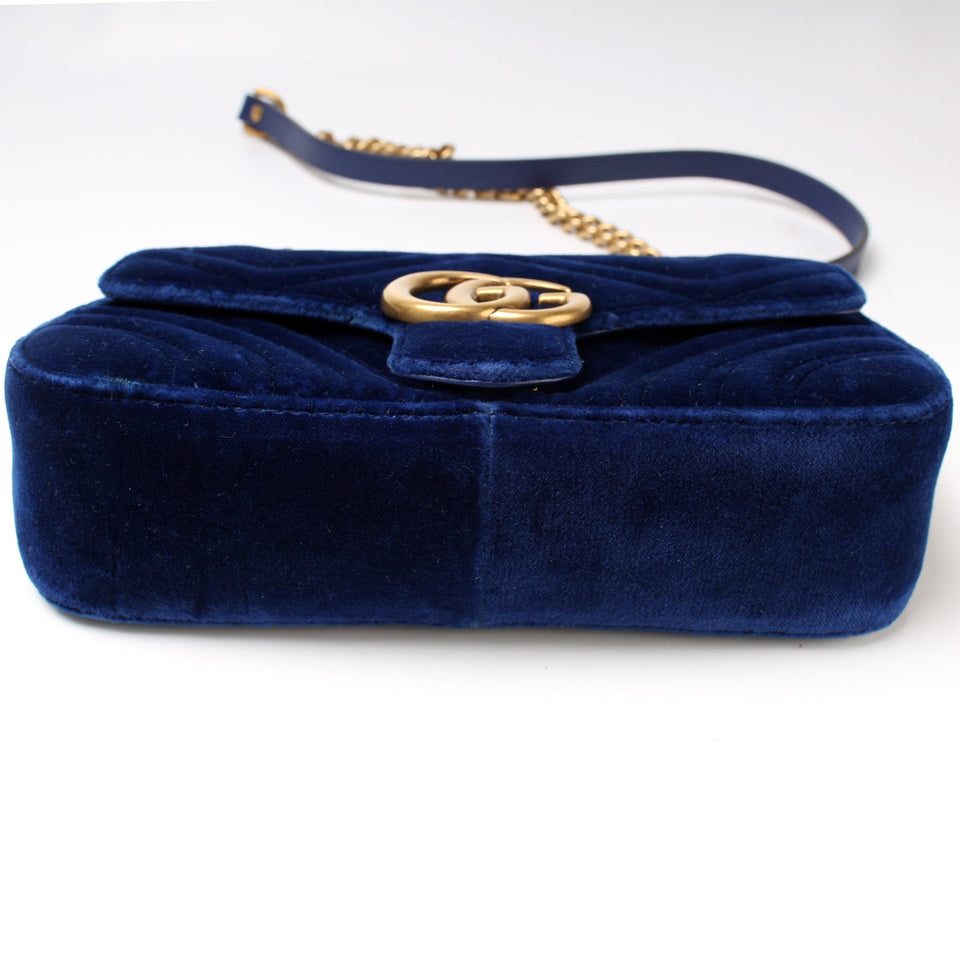 Gucci 446744 Marmont Shoulder Mini Velvet Flap Bag