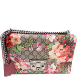 Gucci 409486 Padlock GG Supreme Blooms Shoulder Medium Bag