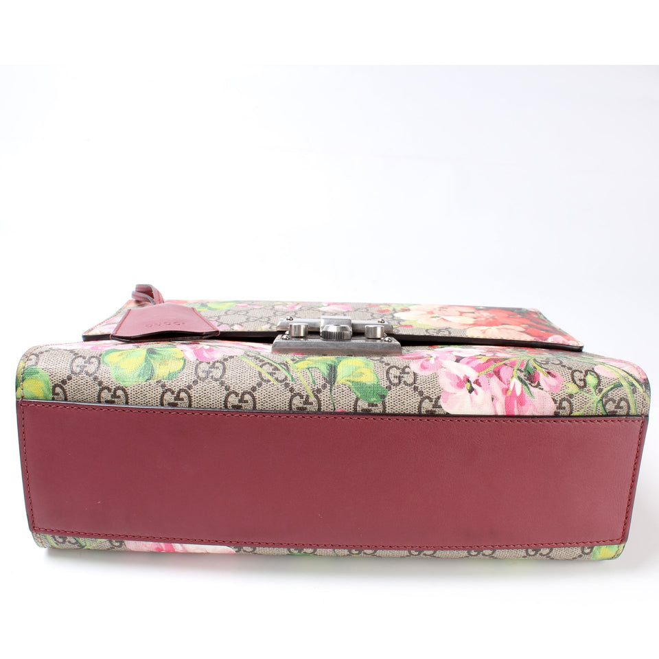 Gucci 409486 Padlock GG Supreme Blooms Shoulder Medium Bag