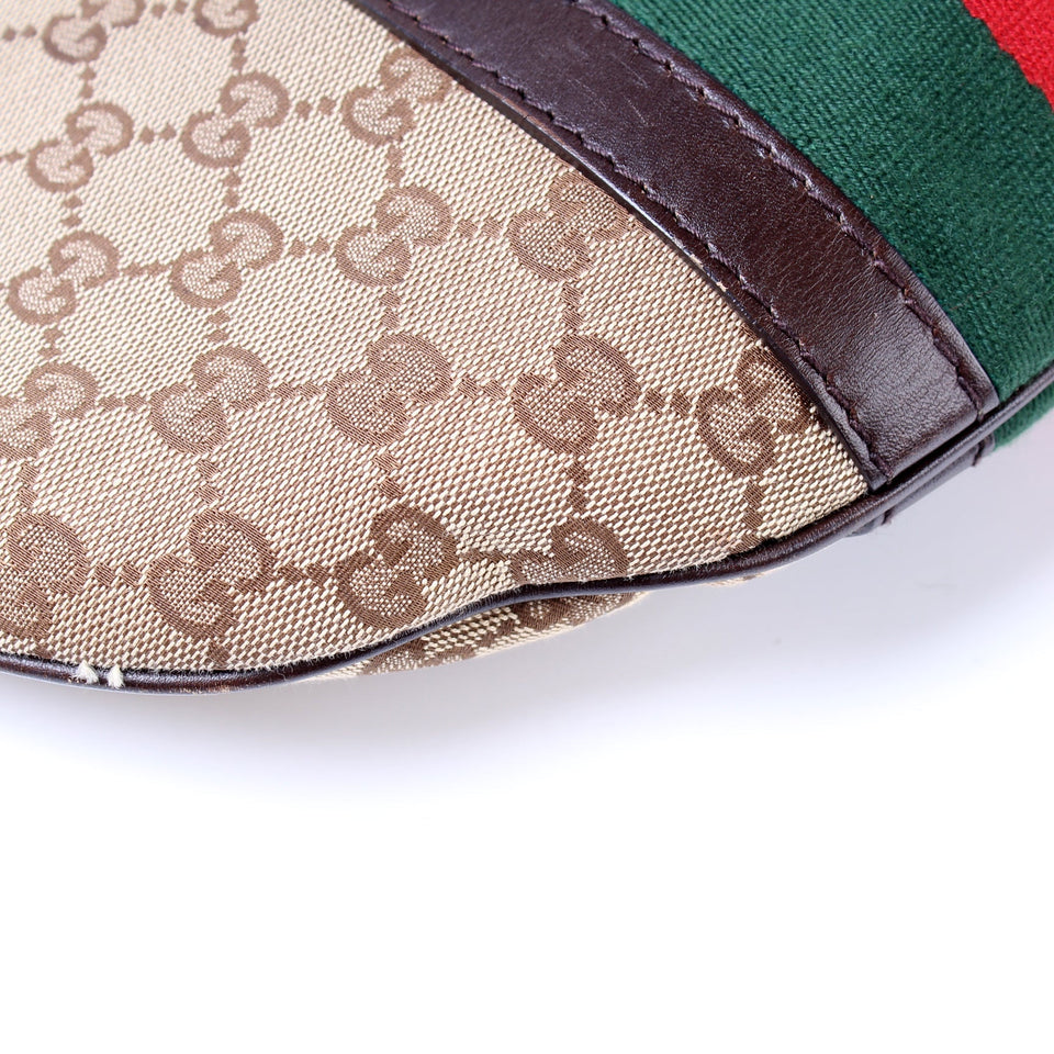 Gucci 257082 GG Canvas Web Half Moon Hobo Bag