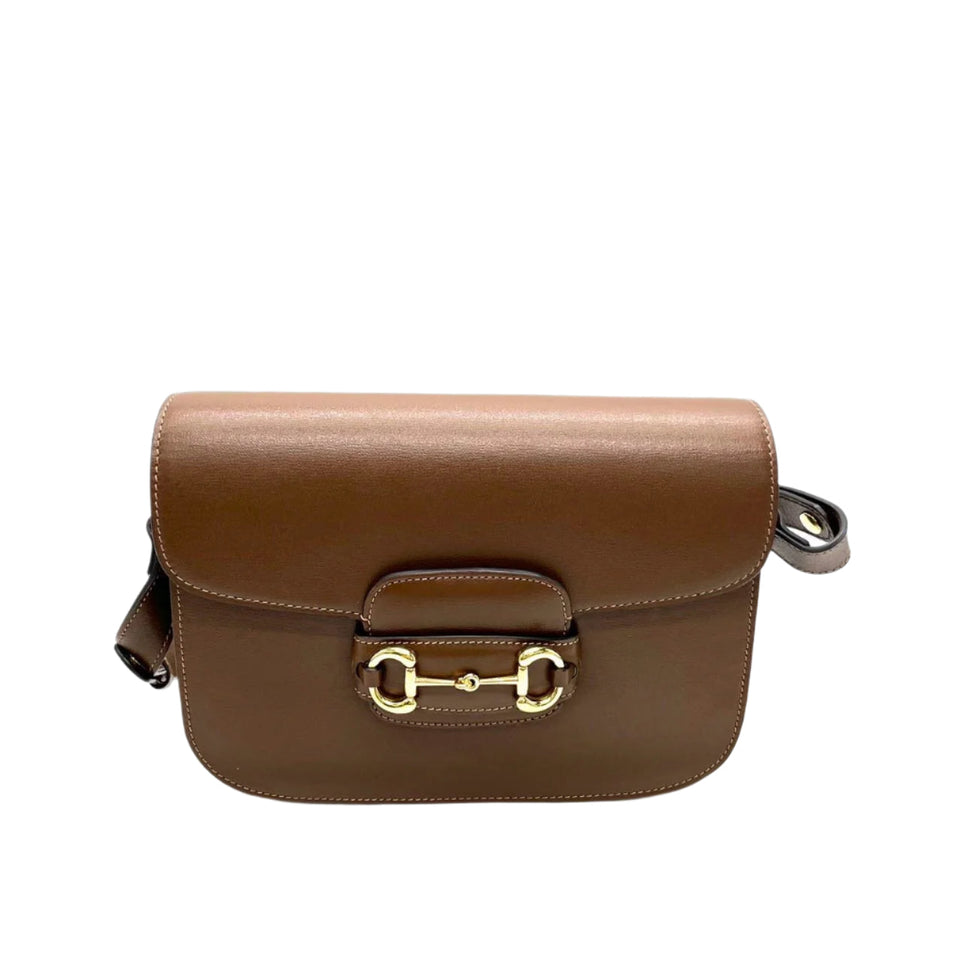 Gucci 1955 Horsebit Shoulder Bag Caramel Brown Small Leather