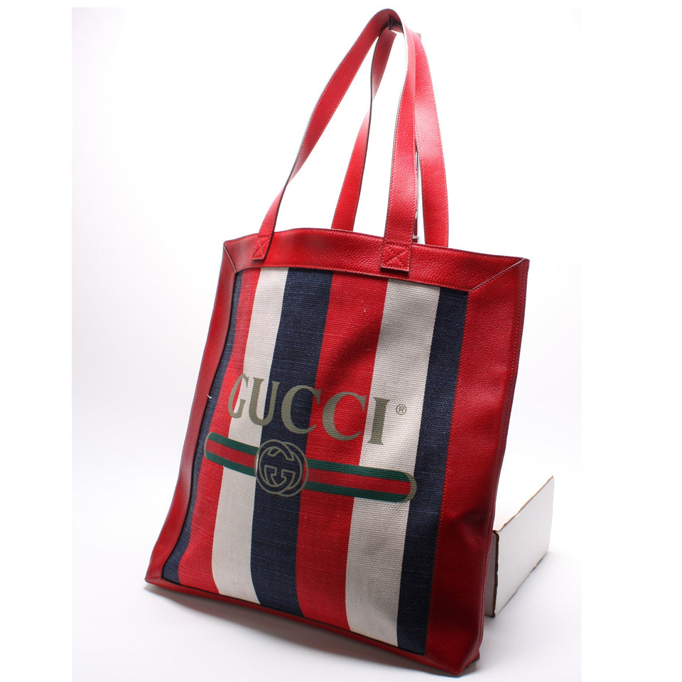 Gucci 523781 Logo Striped Tote Bag