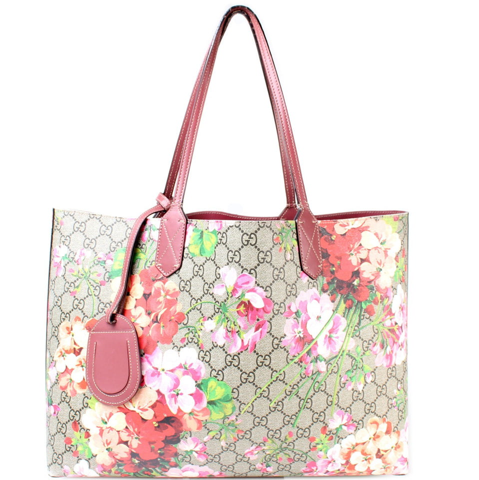 Gucci 368563 GG Supreme Blooms Medium Reverse Tote Bag